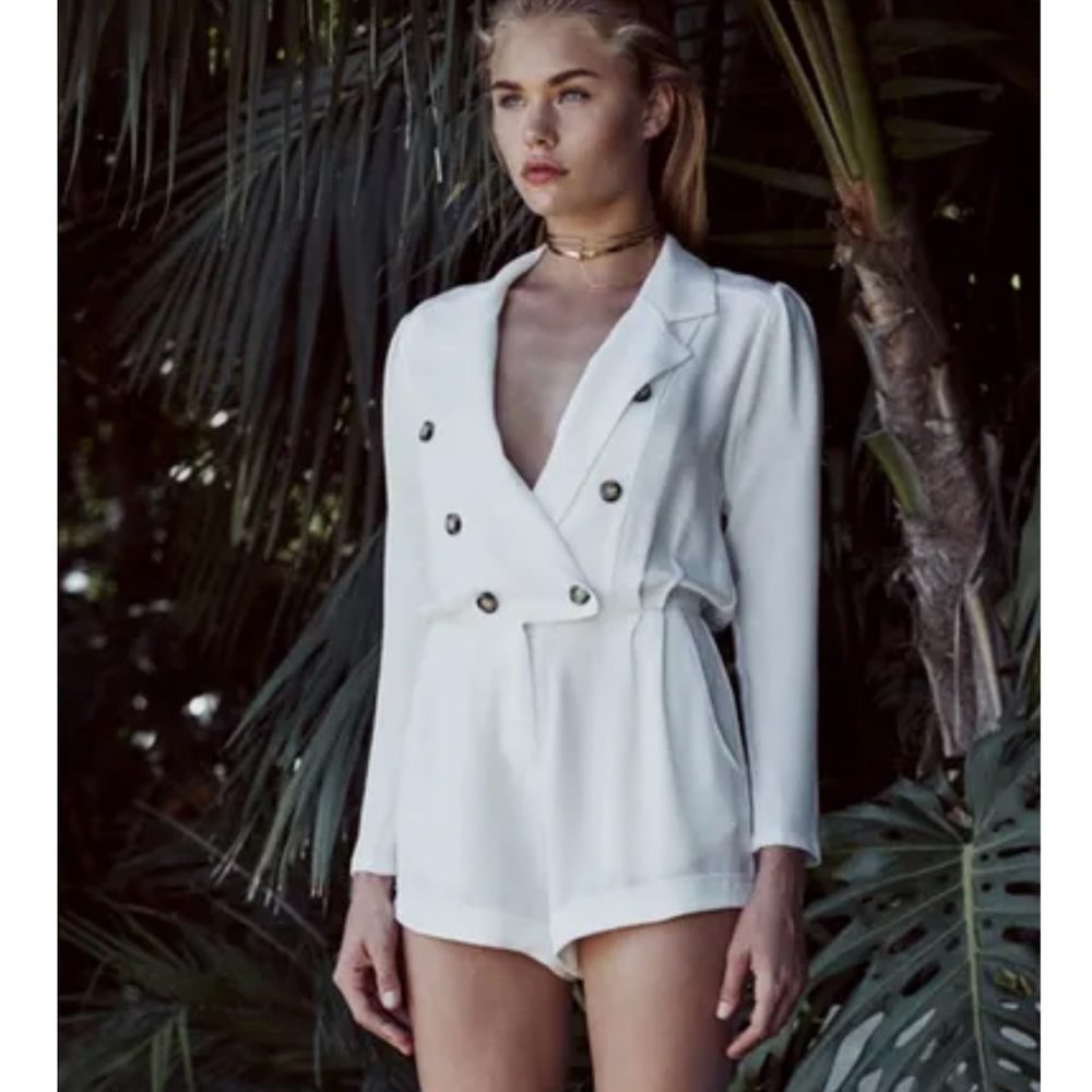 Stone Cold Fox Silk White Romper Jumpsuits